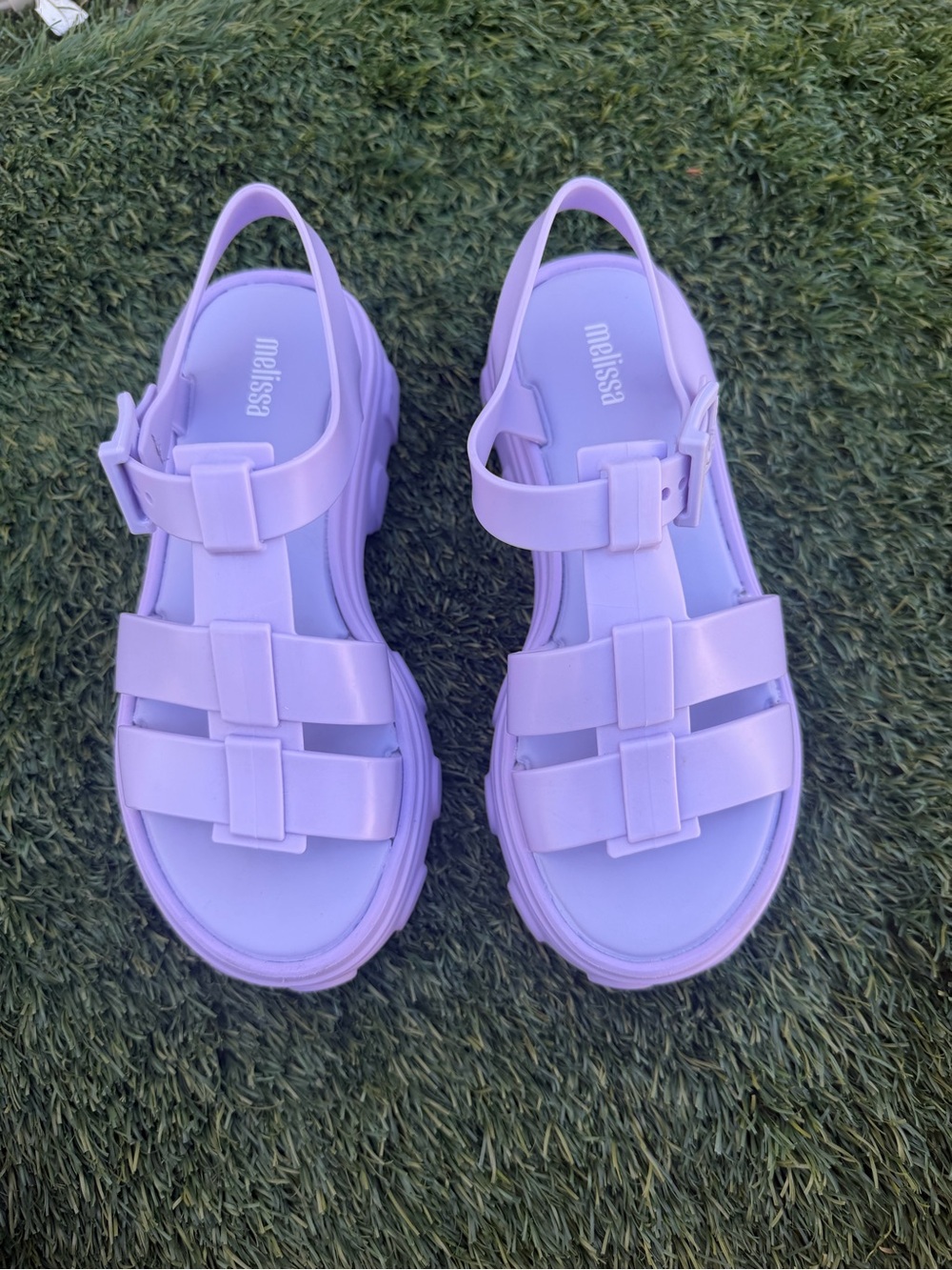 Melissa womens Chunky Lavender Strap Sandals